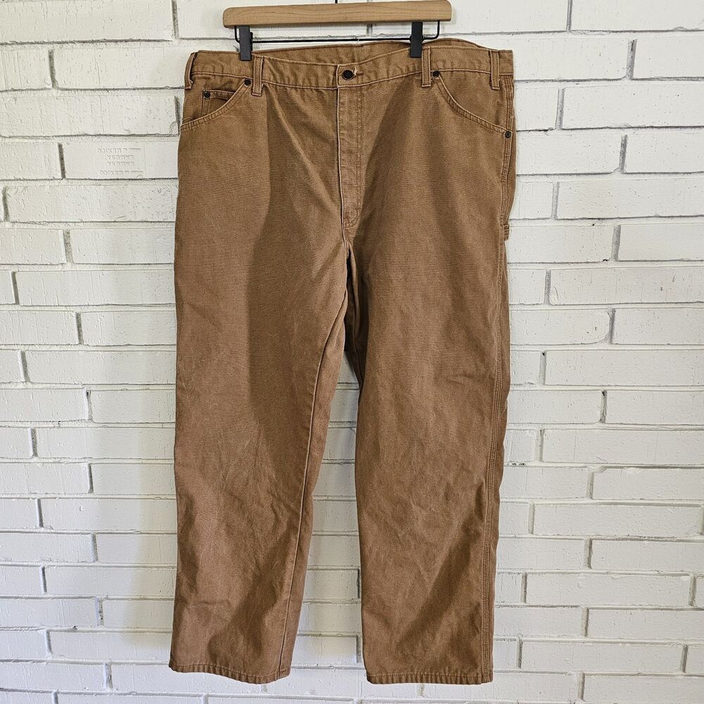Dickies Men's Carpenter Work  Pants 42x32 Tan 100% Cotton Heavy Duty Jeans